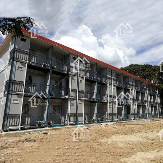  Tiga tingkat Prefab Container Dormitory Light Steel Apartment